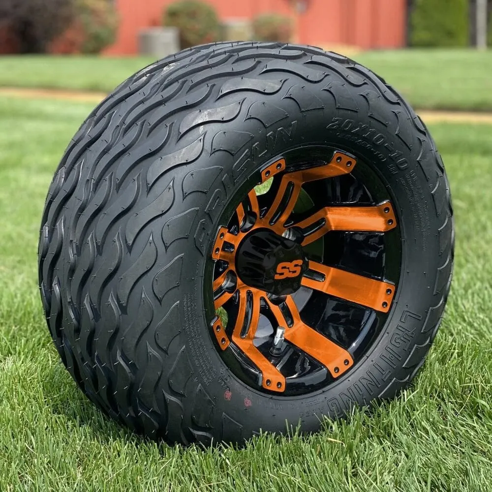 10" Tempest GCS™ Colorway Golf Cart Wheels and 20" Golf Cart Tires Combo - Set of 4 (Choose your tire!)