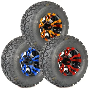 10" Vampire GCS™ Colorway Golf Cart Wheels and 20" Golf Cart Tires Combo - Set of 4 (Choose your tire!)