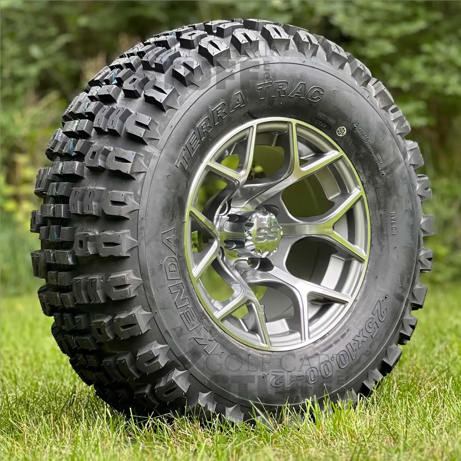 12" Golf Cart Wheels and 25x10-12 Kenda Terra Trac K502 Off Road Golf Cart Tires Combo - Set of 4 (Choose your wheel!)