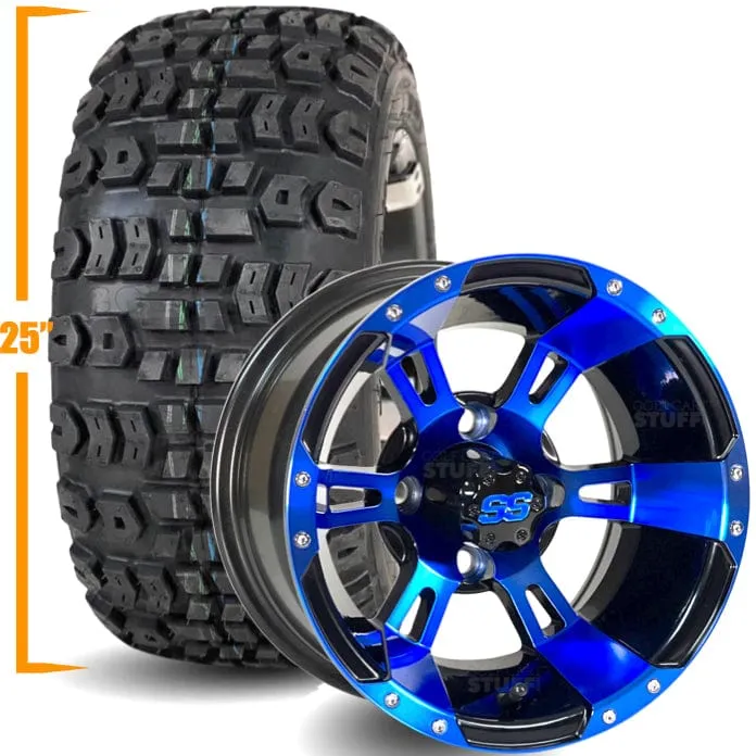 12" Golf Cart Wheels and 25x10-12 Kenda Terra Trac K502 Off Road Golf Cart Tires Combo - Set of 4 (Choose your wheel!)