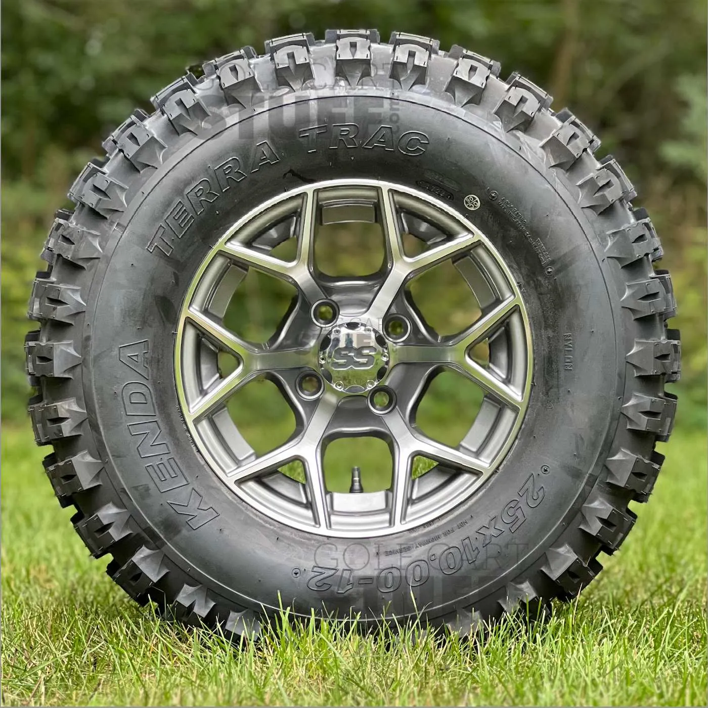 12" Golf Cart Wheels and 25x10-12 Kenda Terra Trac K502 Off Road Golf Cart Tires Combo - Set of 4 (Choose your wheel!)