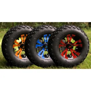 12" Vampire GCS™ Colorway Golf Cart Wheels and 23" Golf Cart Tires Combo - Set of 4 (Choose your tire!)