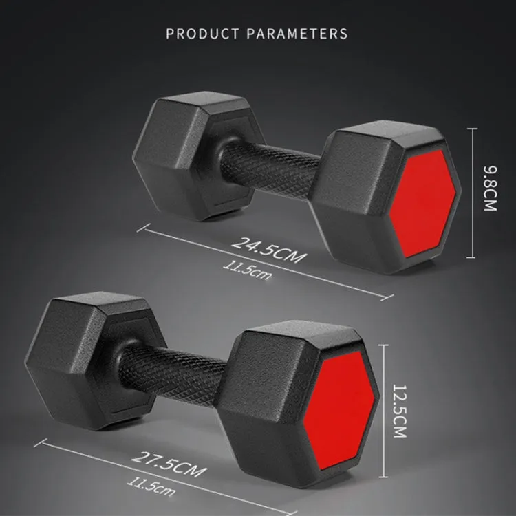 15KG A Pair Household Glue Fitness Hexagon Dumbbells