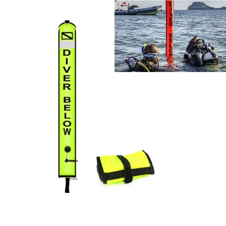 210D Nylon Automatic Seal Safety Signal Diving Mark Diving Buoy, Size:150 x 18cm(Fluorescent Yellow)