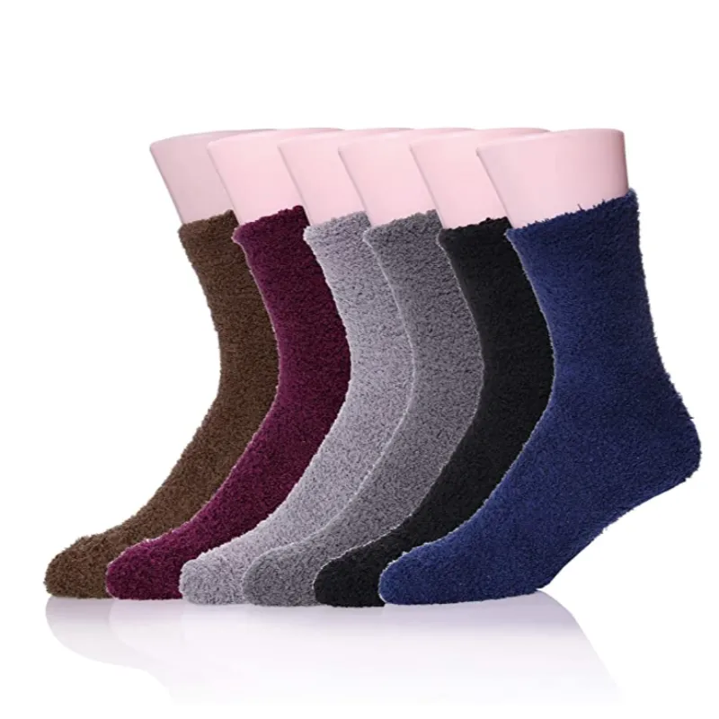 5-6 Pairs Solid Color Super Soft Cozy Fuzzy Socks