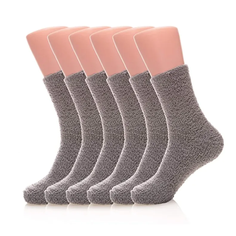 5-6 Pairs Solid Color Super Soft Cozy Fuzzy Socks