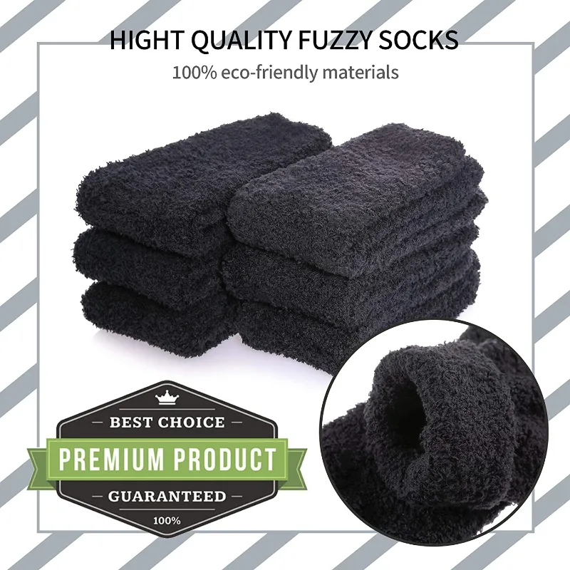 5-6 Pairs Solid Color Super Soft Cozy Fuzzy Socks