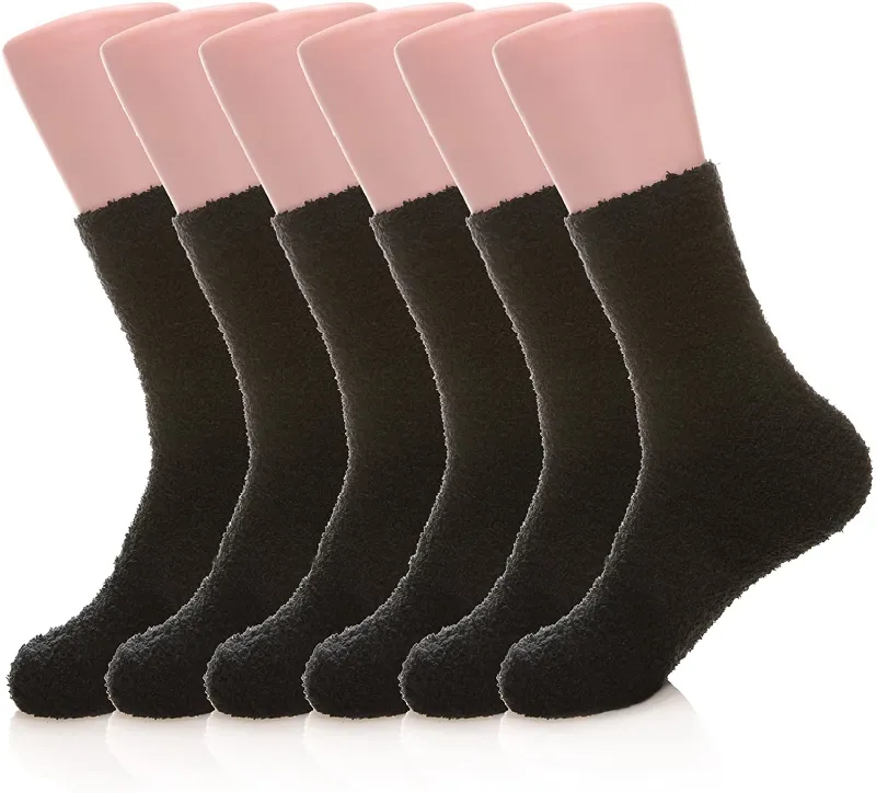 5-6 Pairs Solid Color Super Soft Cozy Fuzzy Socks