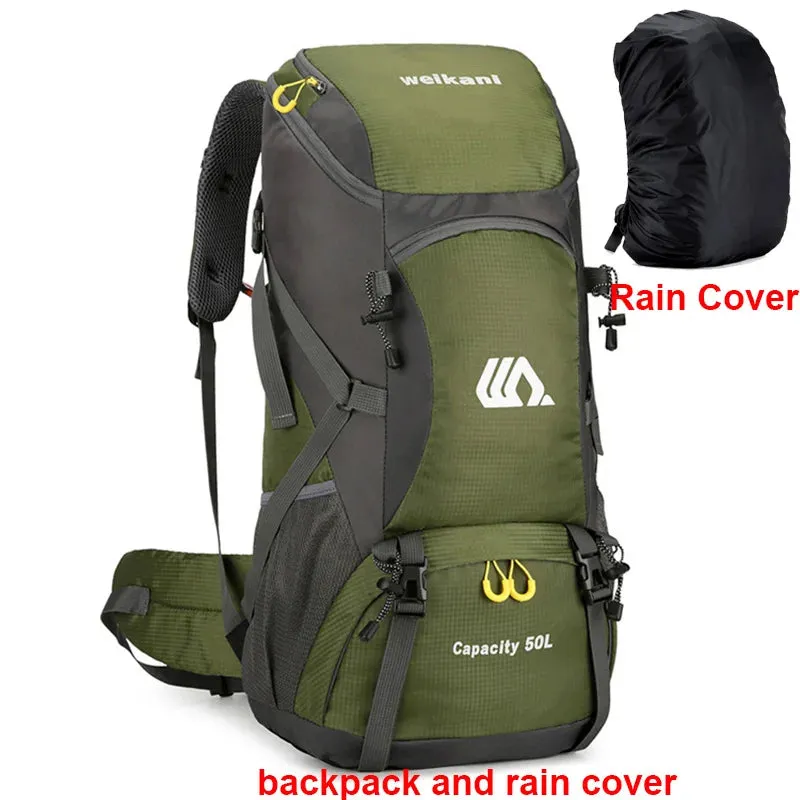 50L Waterproof Hiking Backpack for Men and Women - Large Multi-Functional Rucksack for Camping and Mountaineering