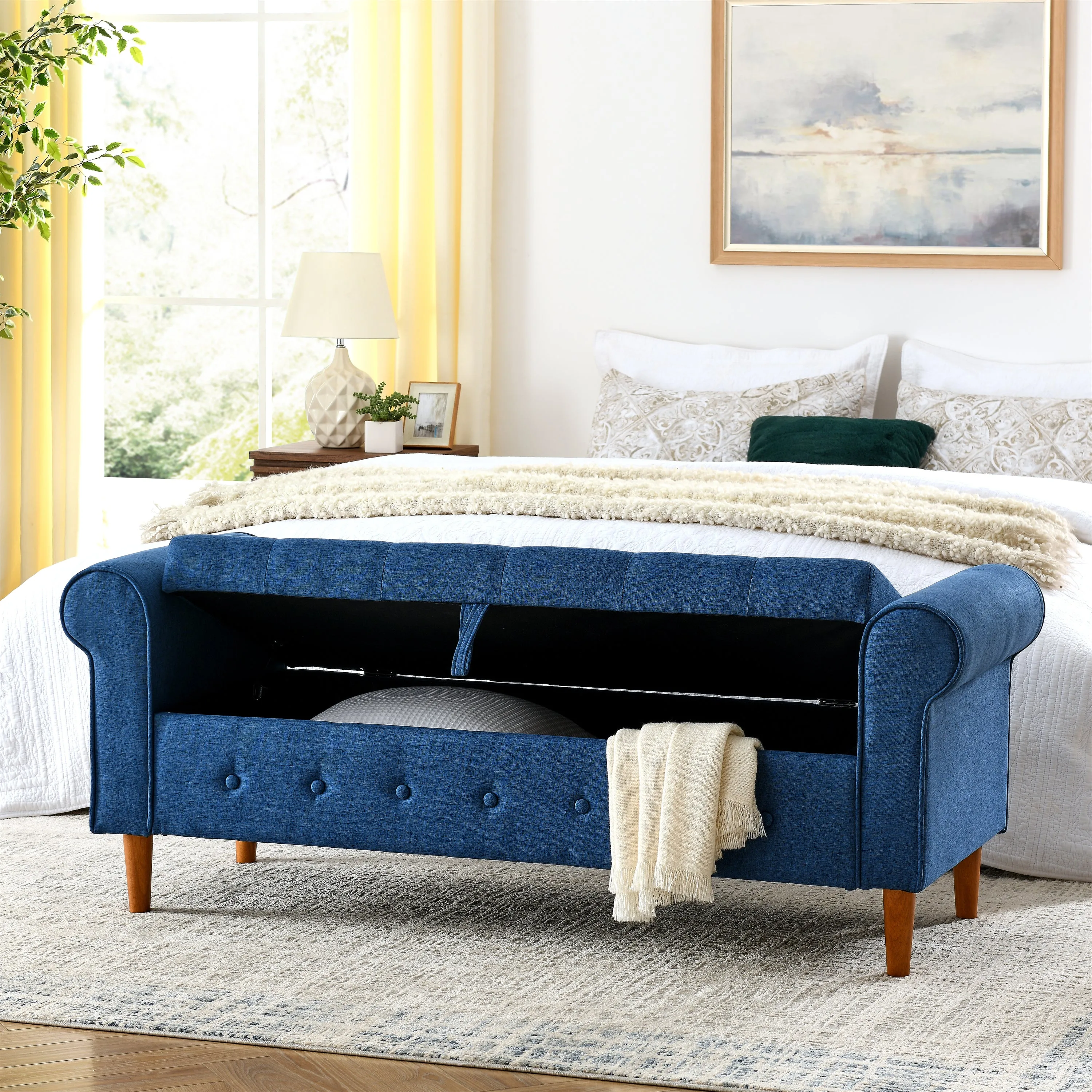 62" Bedroom Tufted Button Storage Bench