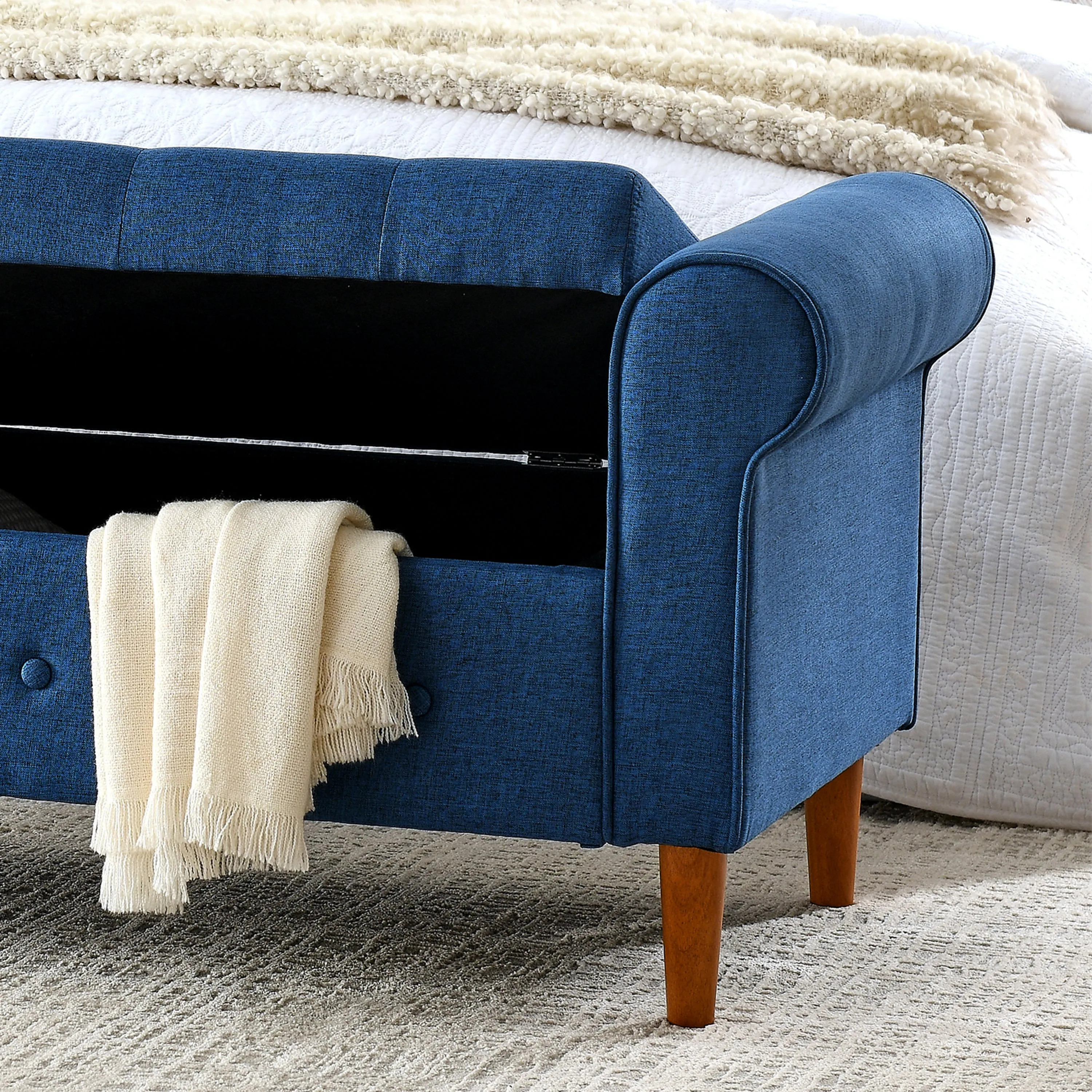 62" Bedroom Tufted Button Storage Bench