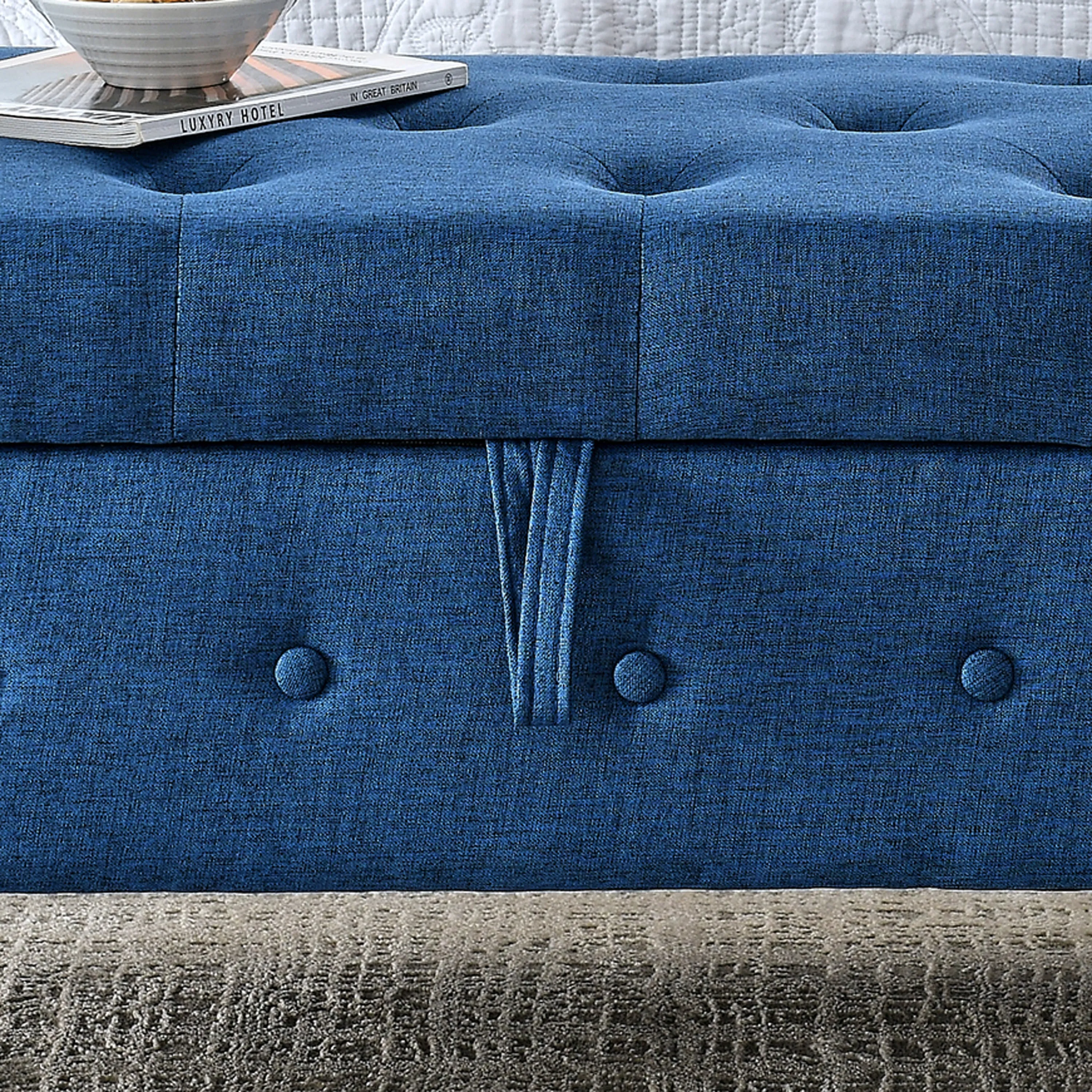 62" Bedroom Tufted Button Storage Bench