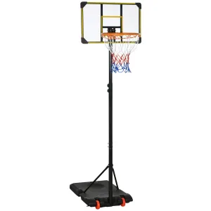 Adjustable Basketball Hoop and Stand w/ Wheels, 1.8-2.1m, Yellow