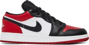 Air Jordan 1 Low GS Bred Toe Sneakers, Red