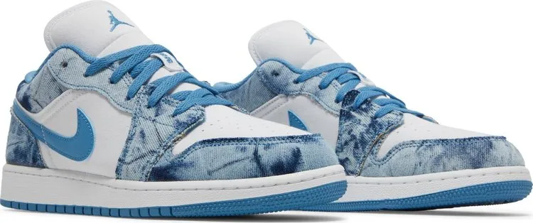 Air Jordan 1 Low GS Washed Denim Sneakers, White