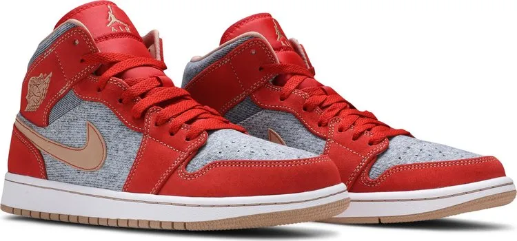 Air Jordan 1 Mid Denim Red, Orange