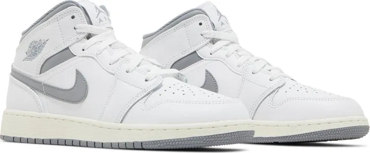 Air Jordan 1 Mid GS Neutral Grey, white