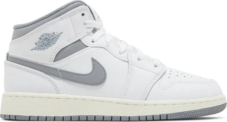 Air Jordan 1 Mid GS Neutral Grey, white