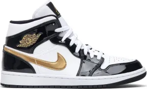 Air Jordan 1 Mid Patent Black Gold sneakers, black