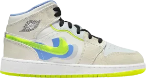 Air Jordan 1 Mid SE GS Warped Swoosh, White