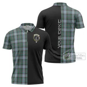 Alexander of Menstry Hunting Tartan Zipper Polo Shirt with Family Crest and Half Of Me Style