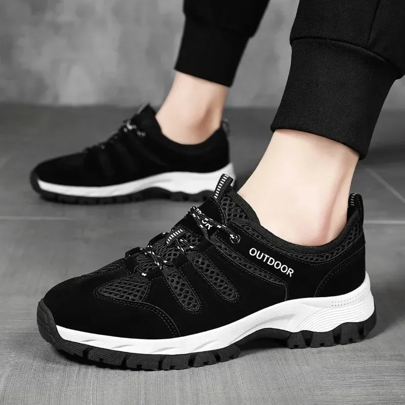 Amozae-Large Size 2024 Men Soft Casual Shoes Summer Breathable Outdoor Mesh Sneakers Male Light Black Footwear Flat Fashion Boys Travel