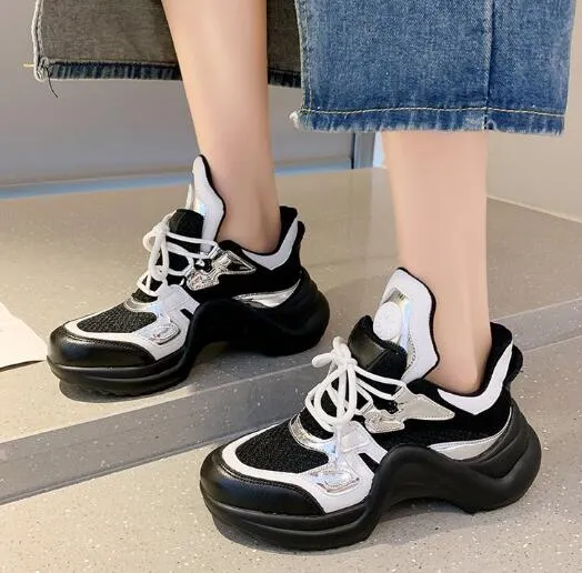 Amozae Summer Sneakers Women Chunky Platform Sneakers Vulcanize Shoes Woman Basket Femme Dad Shoes Tenis Feminino