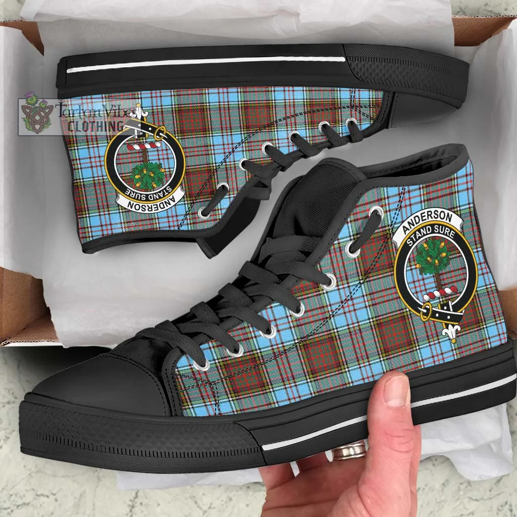 Anderson Ancient Tartan High Top Shoes with Family Crest