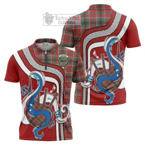 Anderson of Arbrake Tartan Zipper Polo Shirt with Epic Bagpipe Style