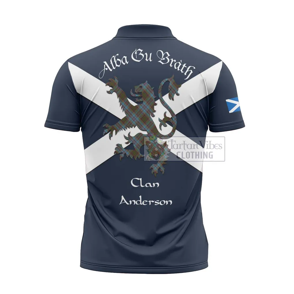 Anderson Tartan Lion Rampant Zipper Polo Shirt Proudly Display Your Heritage with Alba Gu Brath and Clan Name