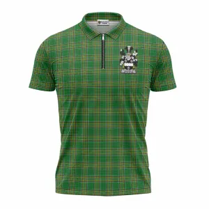 Ashfield Irish Clan Tartan Zipper Polo Shirt with Coat of Arms