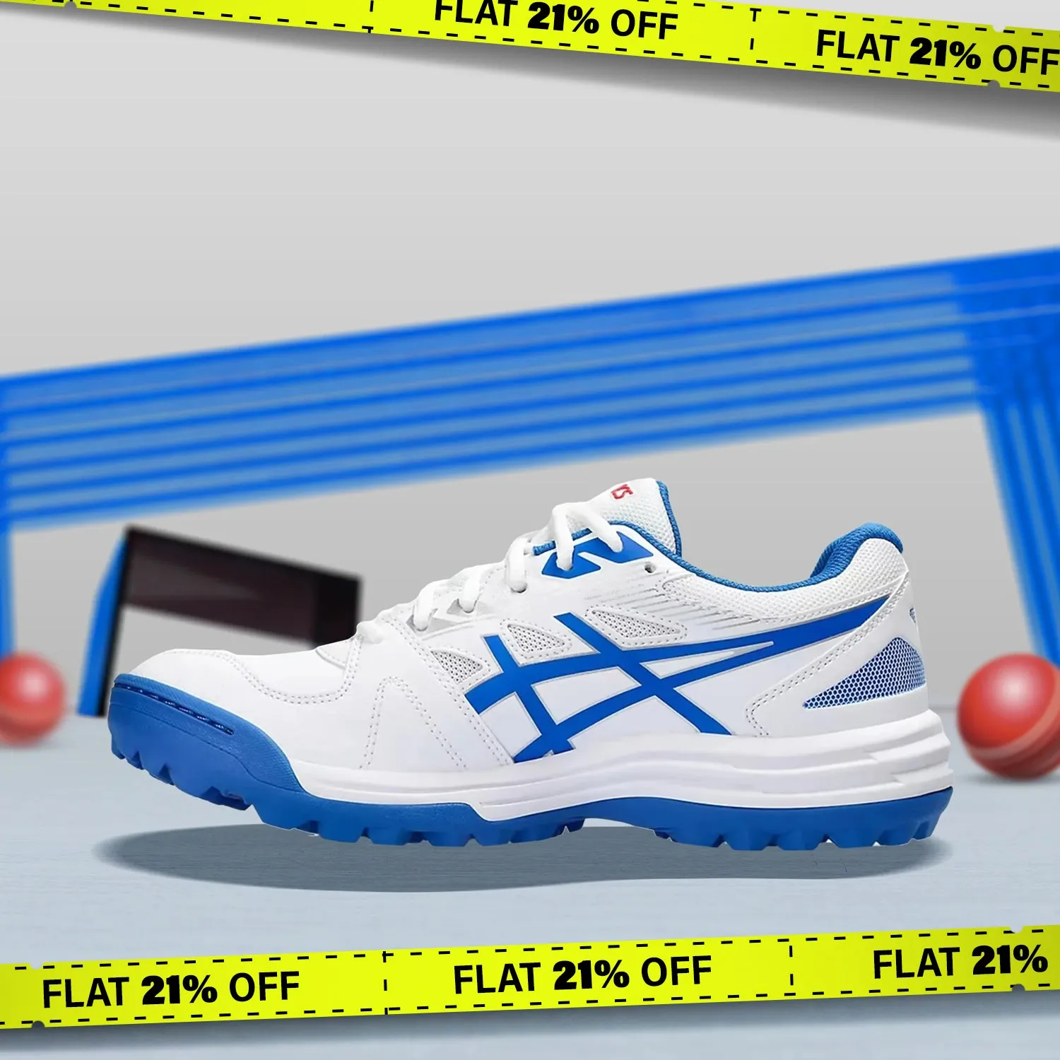 Asics Gel Lethal Field Men's Cricket Shoes (White/ Tuna Blue) - DOD