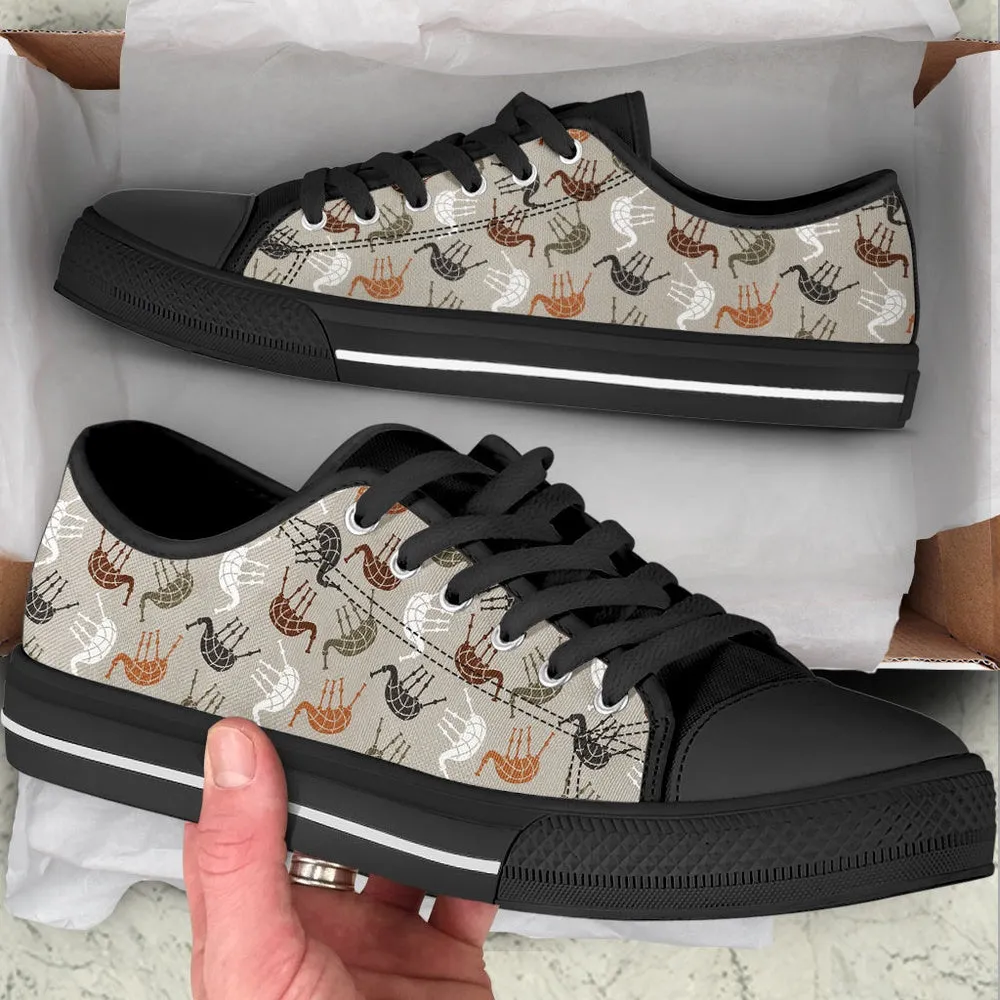 Bagpipes Pattern Sk Low Top Music Fashion Shoes, Canvas Shoes Design, Low Top Sneaker