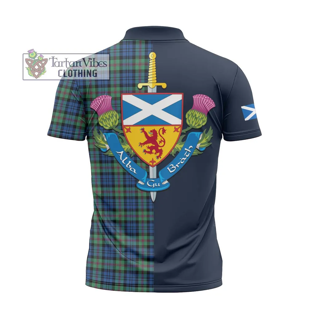 Baird Ancient Tartan Zipper Polo Shirt Alba with Scottish Lion Royal Arm Half Style