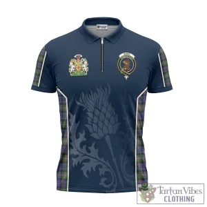 Baird Modern Tartan Zipper Polo Shirt with Family Crest and Scottish Thistle Vibes Sport Style