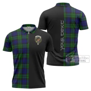 Bannatyne Tartan Zipper Polo Shirt with Family Crest and Half Of Me Style