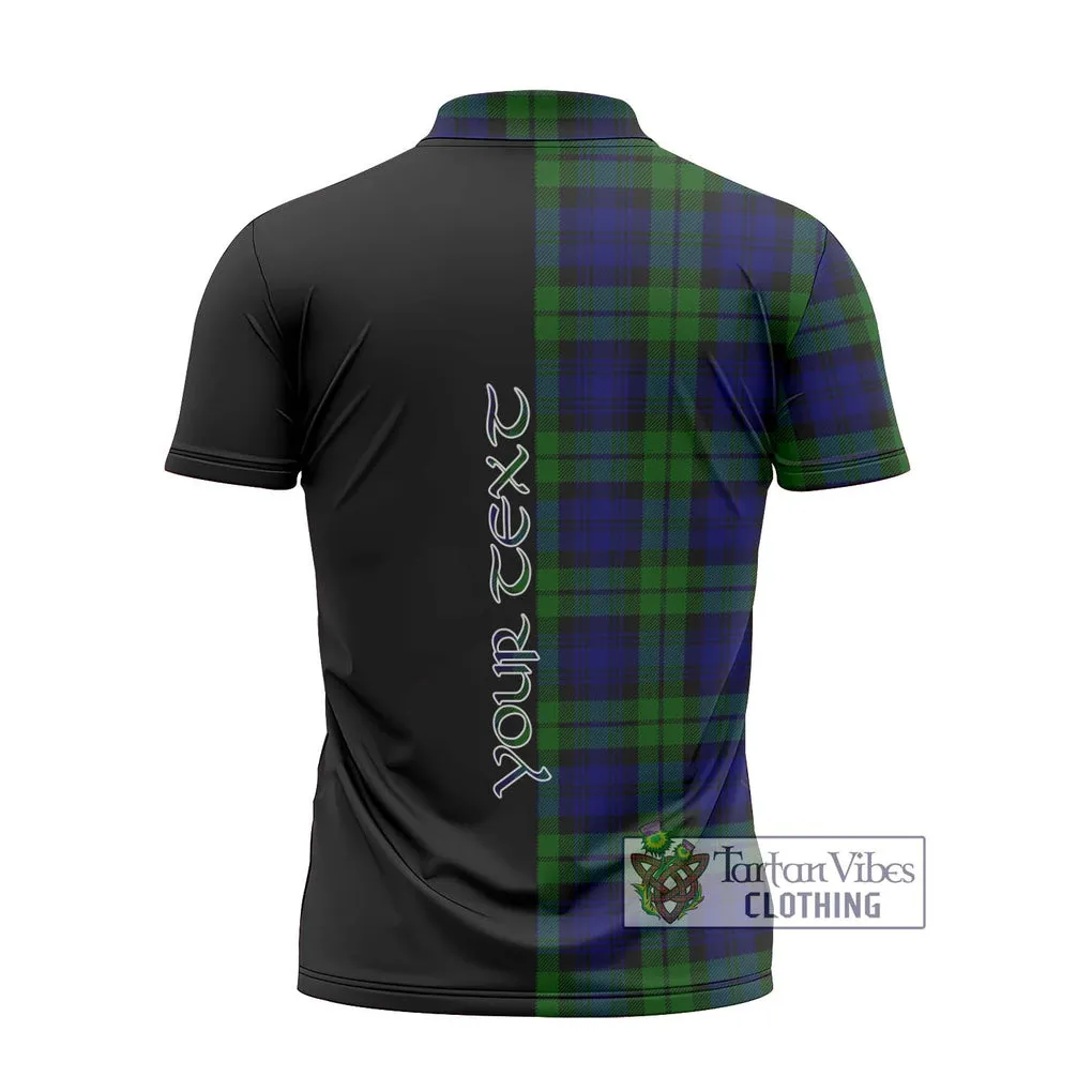 Bannatyne Tartan Zipper Polo Shirt with Family Crest and Half Of Me Style