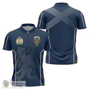 Bannatyne Tartan Zipper Polo Shirt with Family Crest and Lion Rampant Vibes Sport Style