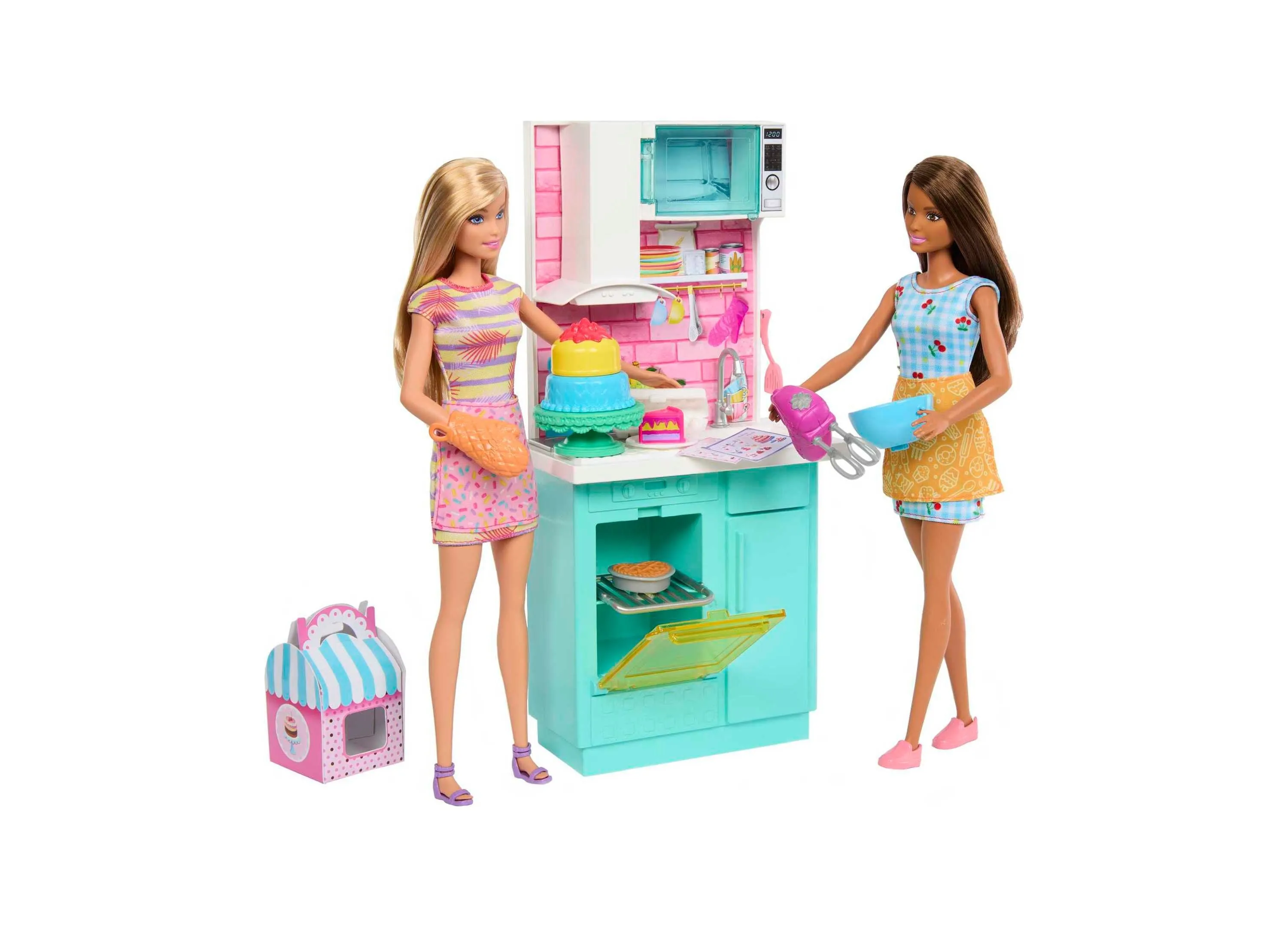 Barbie Celebration Fun Dolls and Accessories, Baking Playset with 2 Dolls, Oven 15 Plus Accessories