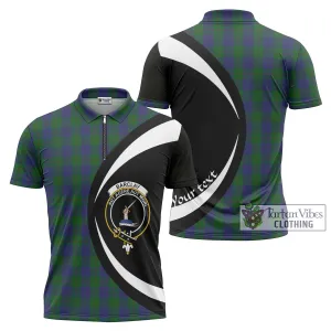 Barclay Tartan Zipper Polo Shirt with Family Crest Circle Style