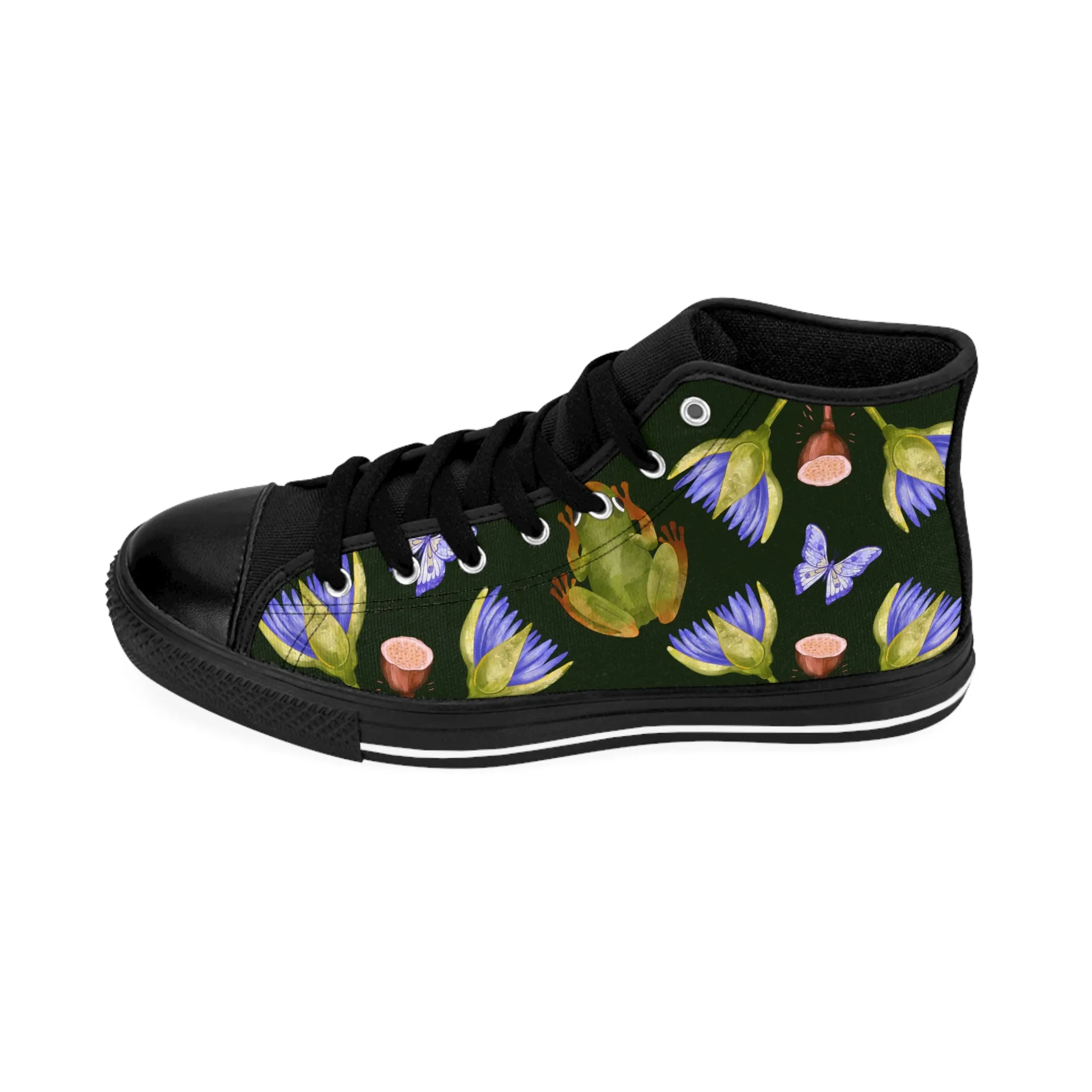 Beautiful Floral and Frog Women's Classic Sneakers