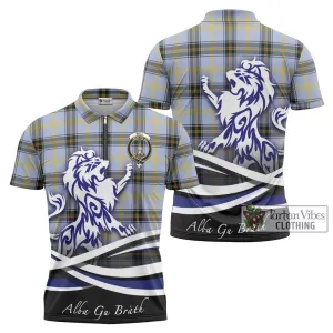 Bell of the Borders Tartan Zipper Polo Shirt with Alba Gu Brath Regal Lion Emblem