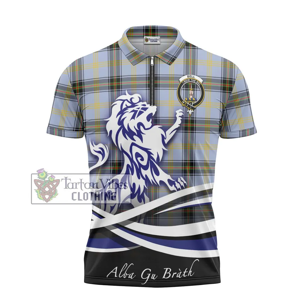 Bell of the Borders Tartan Zipper Polo Shirt with Alba Gu Brath Regal Lion Emblem