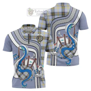 Bell of the Borders Tartan Zipper Polo Shirt with Epic Bagpipe Style