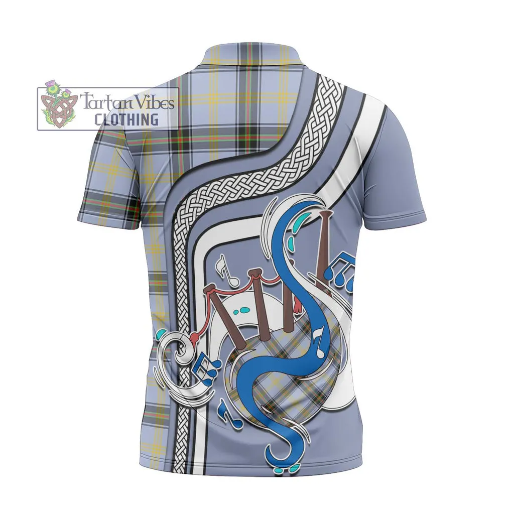 Bell of the Borders Tartan Zipper Polo Shirt with Epic Bagpipe Style