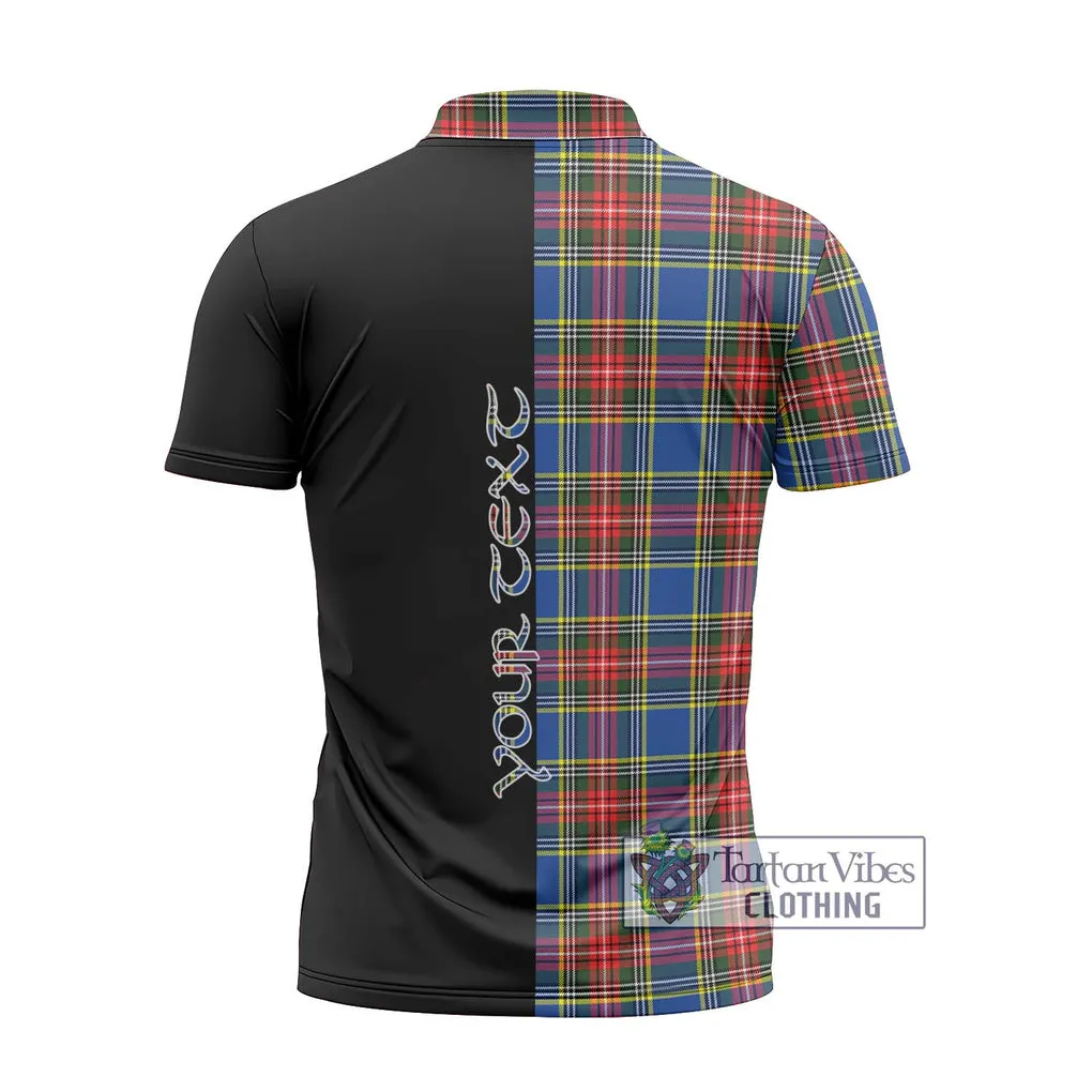 Bethune Tartan Zipper Polo Shirt with Family Crest and Half Of Me Style