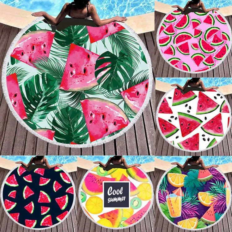 BL006 Microfiber and Fringed Soft Comfortable Circular Print Beach Towel