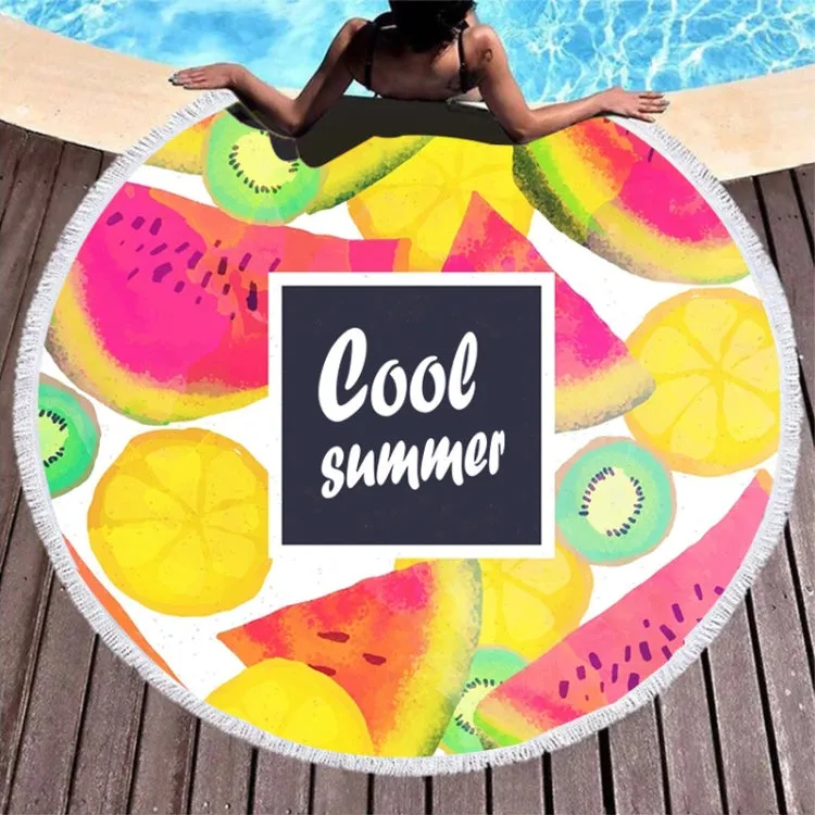 BL006 Microfiber and Fringed Soft Comfortable Circular Print Beach Towel