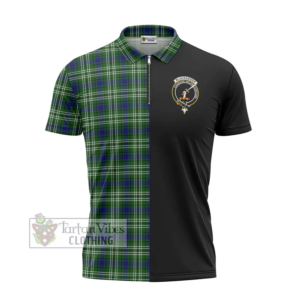 Blackadder Tartan Zipper Polo Shirt with Family Crest and Half Of Me Style