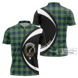 Blackadder Tartan Zipper Polo Shirt with Family Crest Circle Style